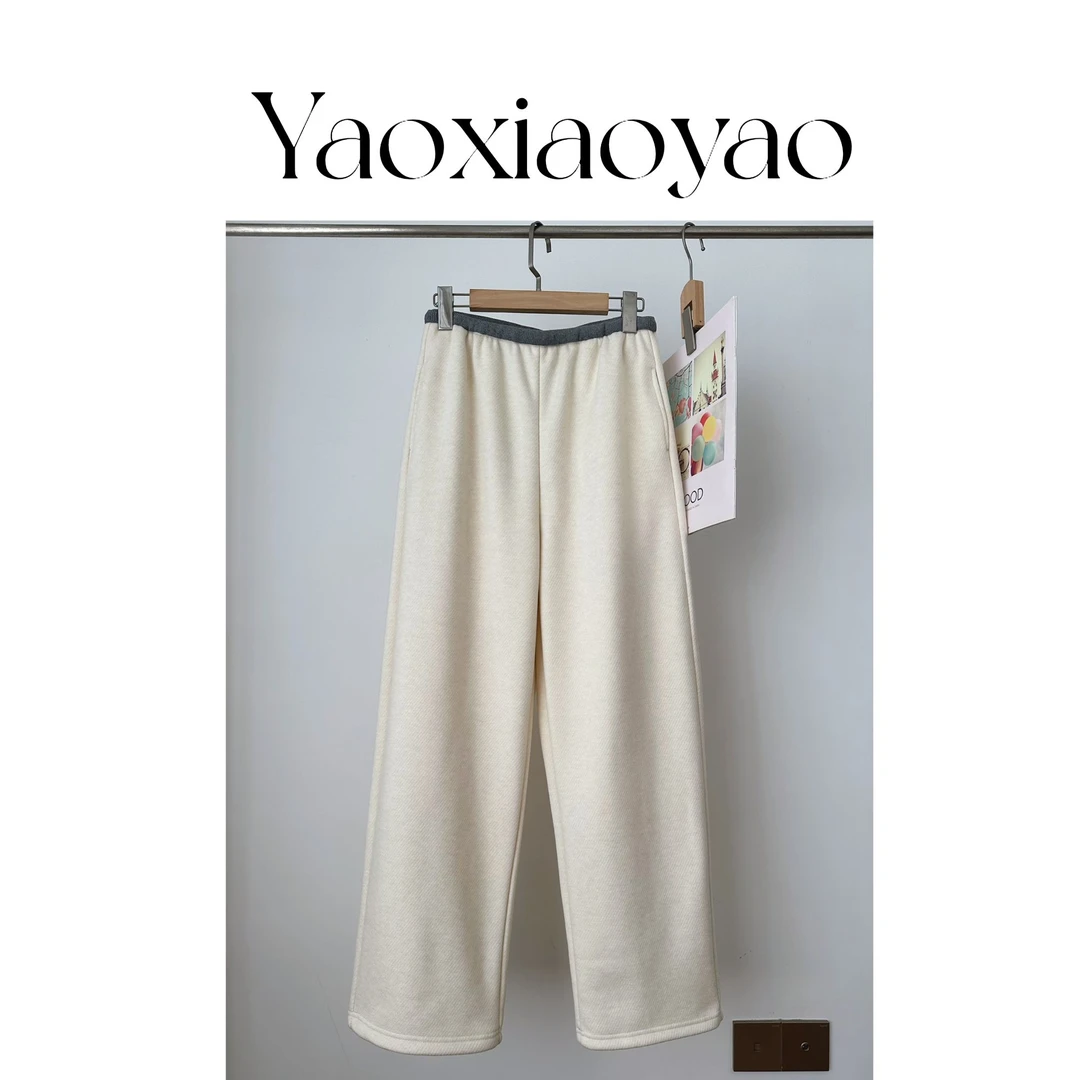 加绒加厚窄版阔腿裤醋酸羊毛桑蚕丝保暖裤柔软舒适阔腿裤78861218