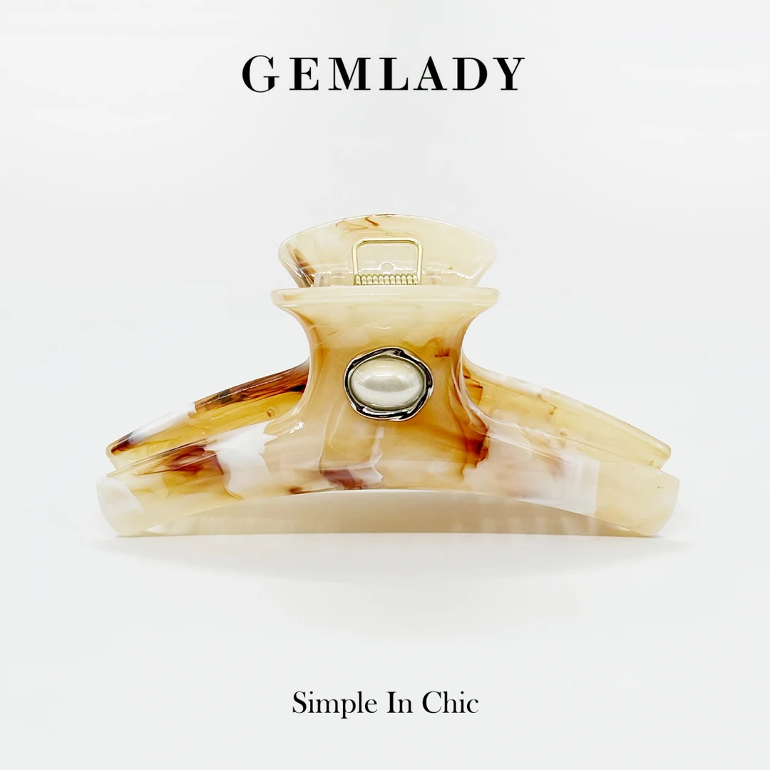 GEMLADY/宝石少女【清欢】新中式水墨画珍珠弧形发夹百搭旗袍气质