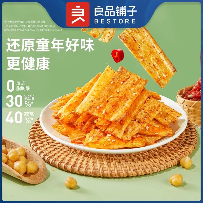 【新品】良品铺子鹰嘴豆豆皮60g*4袋16包解馋办公室休闲香辣零食BD