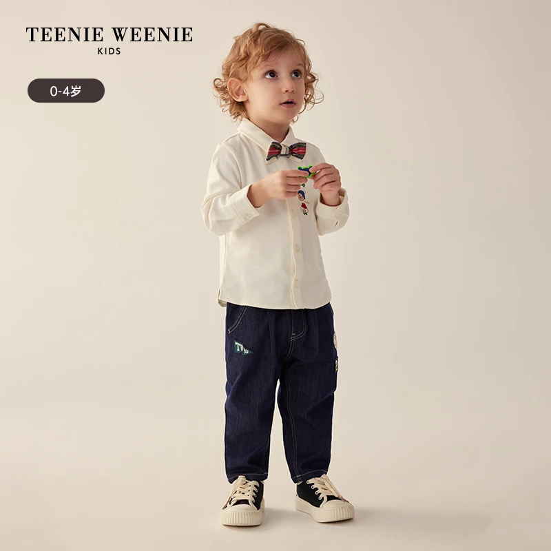 TeenieWeenieBaby小熊童装舒适保暖领结衬衫式长袖T恤T0LA241101A