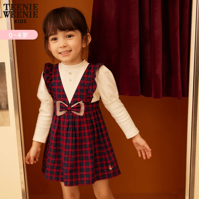 TeenieWeenie Baby女宝宝早春假两件格纹连衣裙T0OW231152K