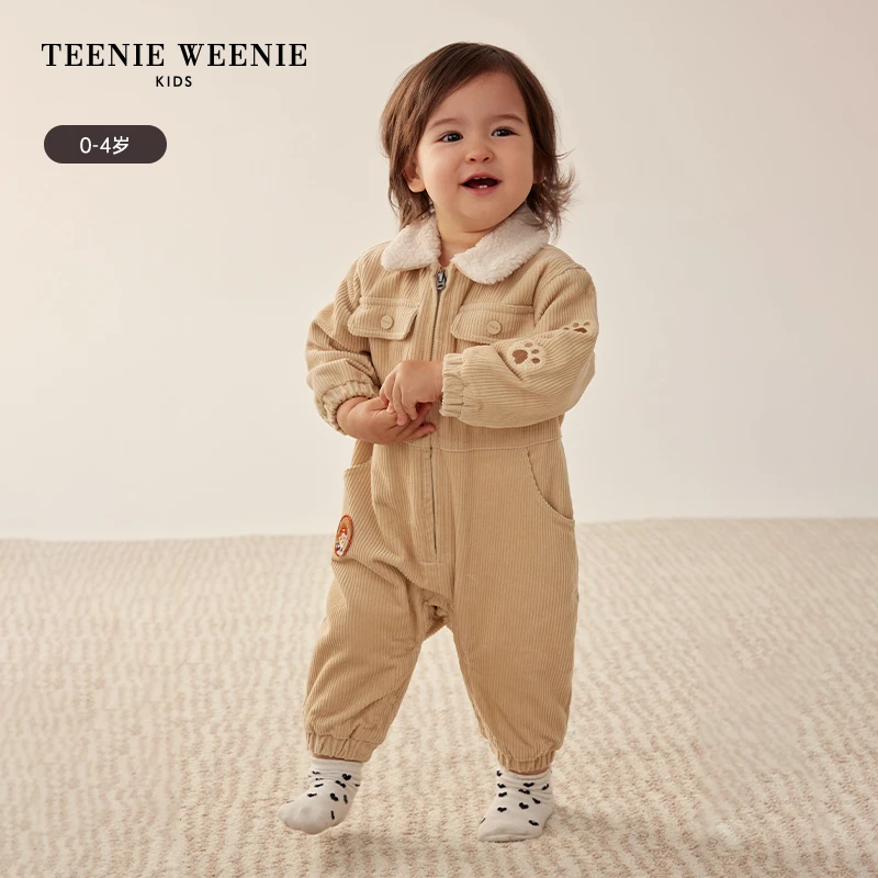 TeenieWeenieBaby小熊童装舒适灯芯绒小翻领连体衣T0SU234V01B
