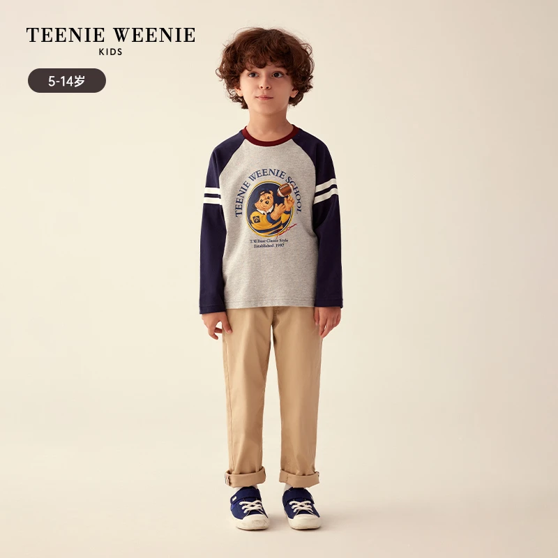 TeenieWeenieBaby小熊童装新款学院风小熊插肩袖T恤TKLA233801K