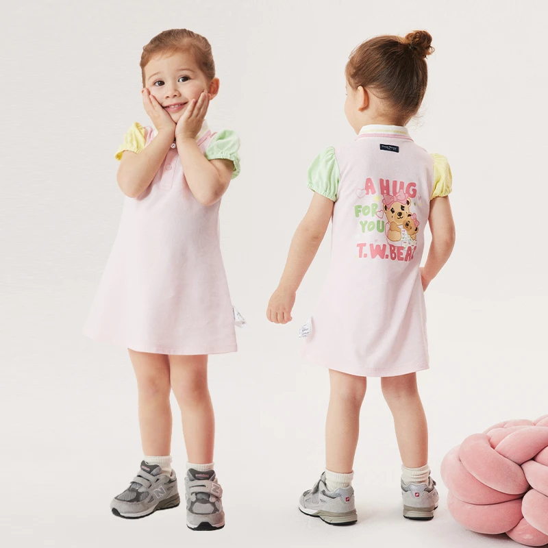 TeenieWeenie Baby女宝宝23年夏季休闲运动撞色连衣裙T0OM232351B
