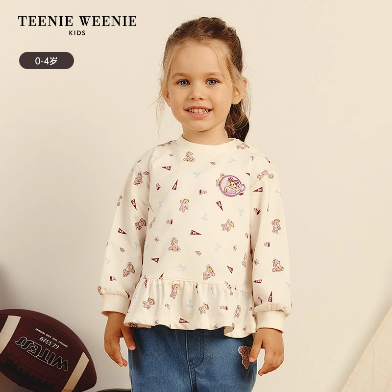 TeenieWeenieBaby小熊童装甜美可爱满印花边卫衣T0MW243862B