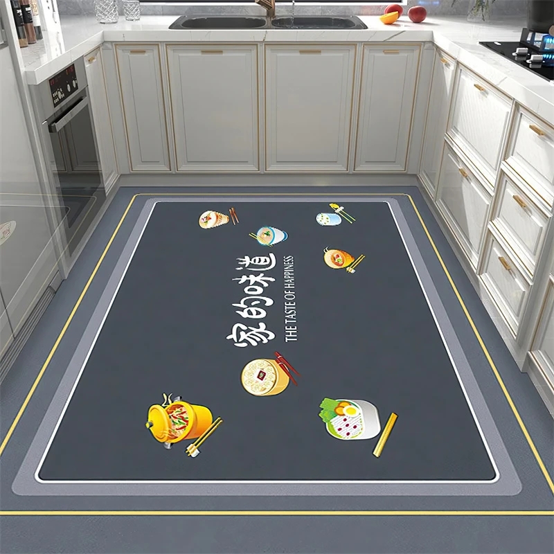 厨房吸油吸水地垫家用满铺大面积浴室防滑垫厨房长条硅胶泥地垫