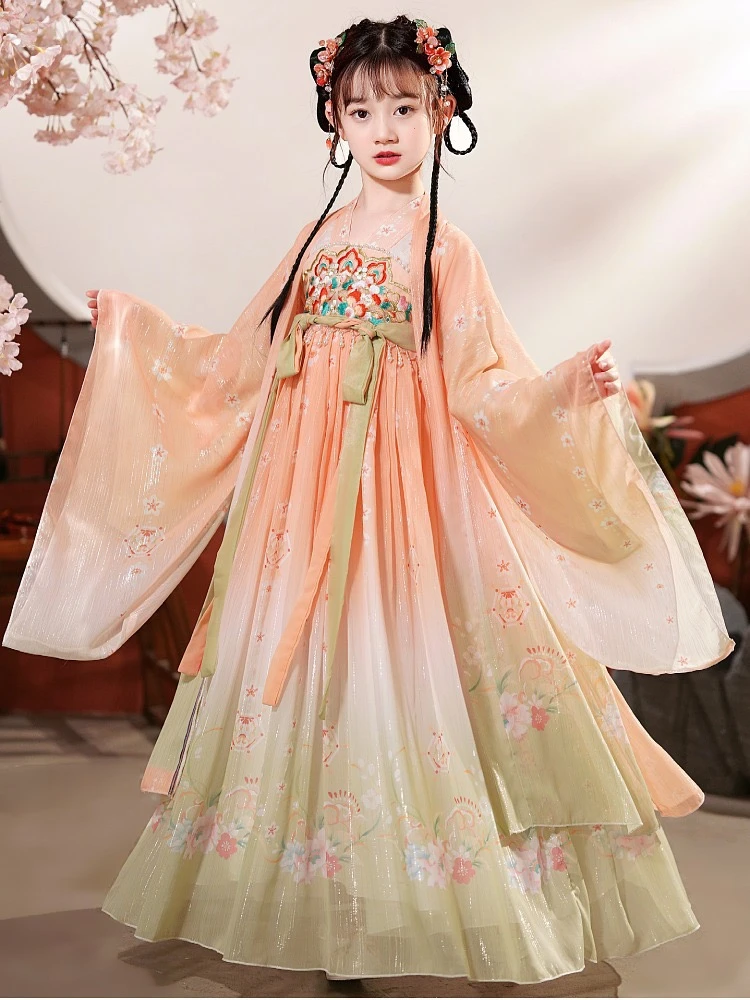 汉服女童春夏古风连衣裙超仙唐装儿童原创古装中国风襦裙古筝演出