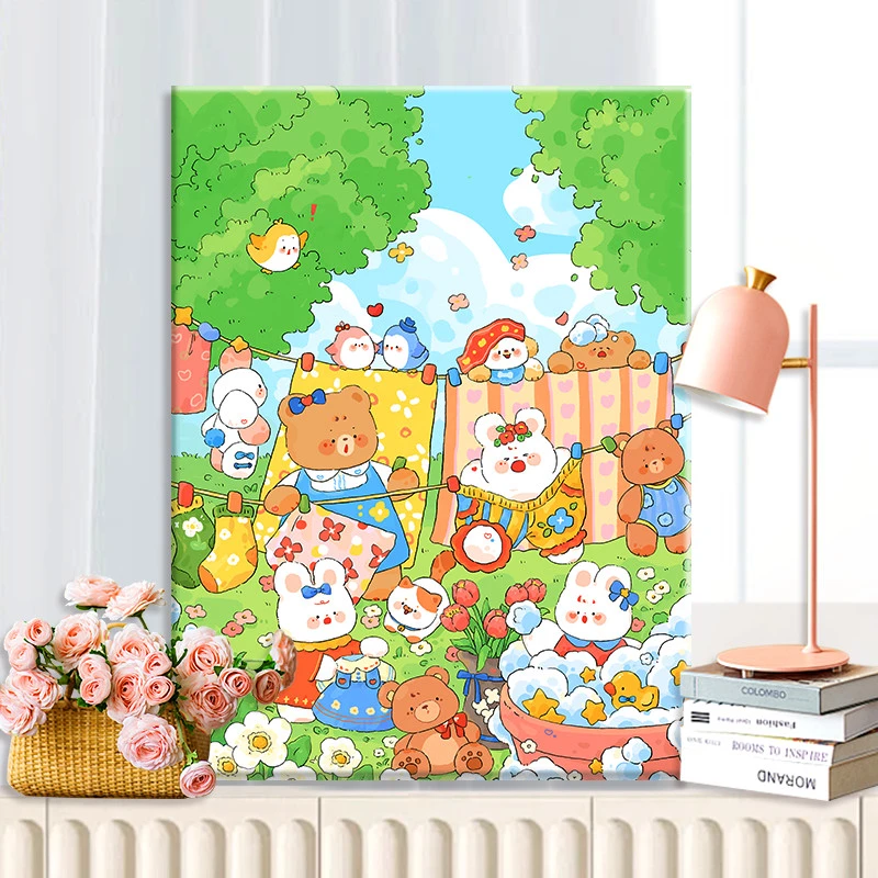 限定春天|diy数字油画丙烯填充手绘插画治愈系减压油彩涂色画