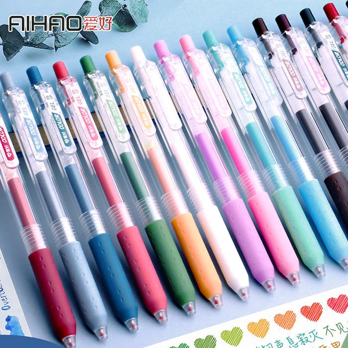 爱好手账笔按动彩色笔学生做笔记画重点标记笔莫兰迪复古色手帐笔