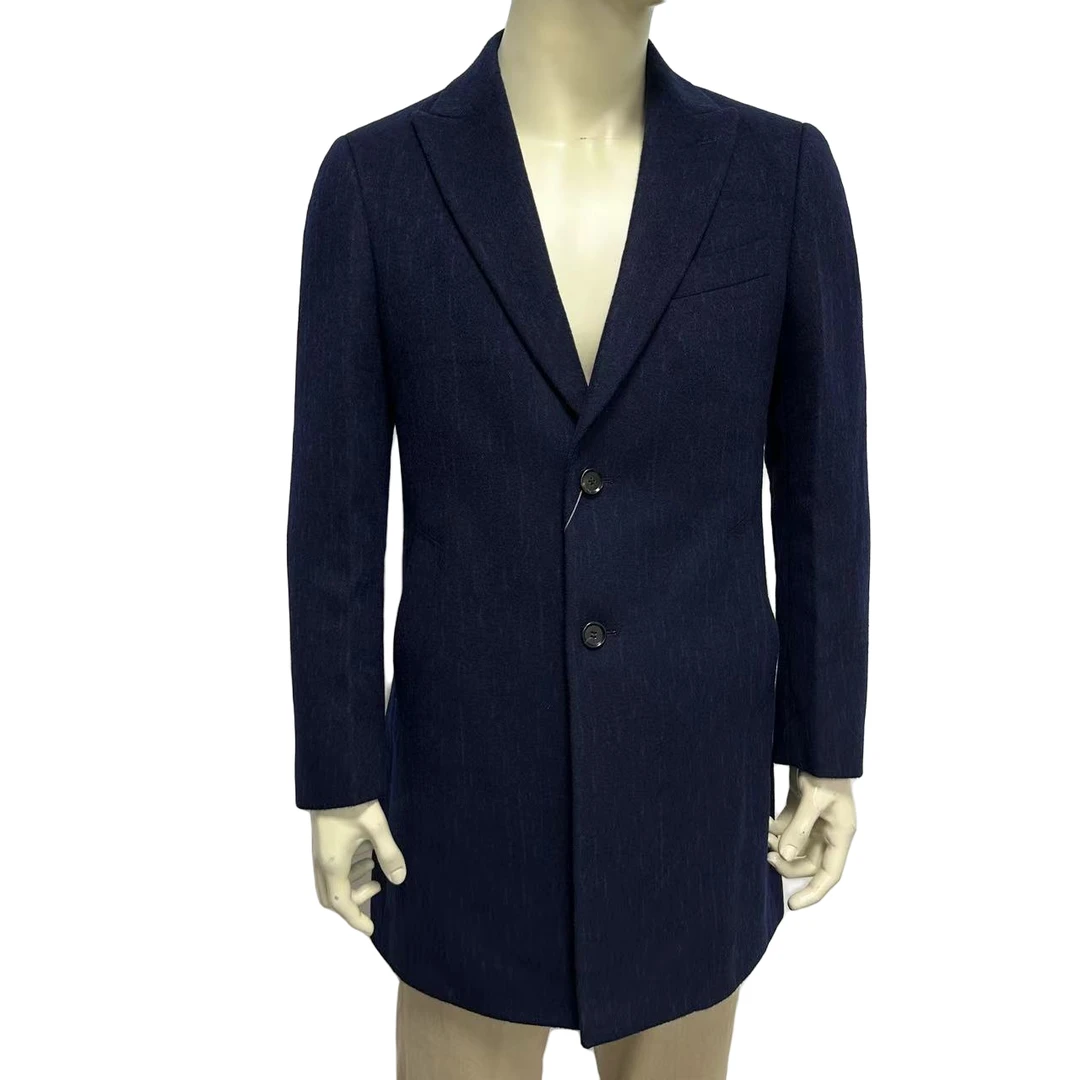 男士休闲商务中长款时尚ER西装戗驳领冬季大衣外套