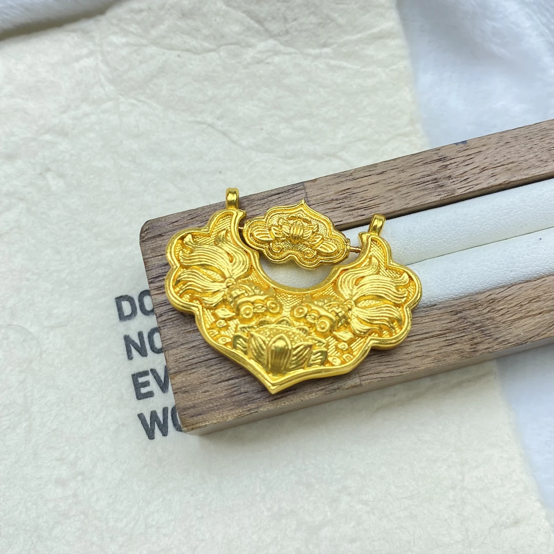 吊坠 F黄色双鱼荷花如意吊坠多样性发货44021