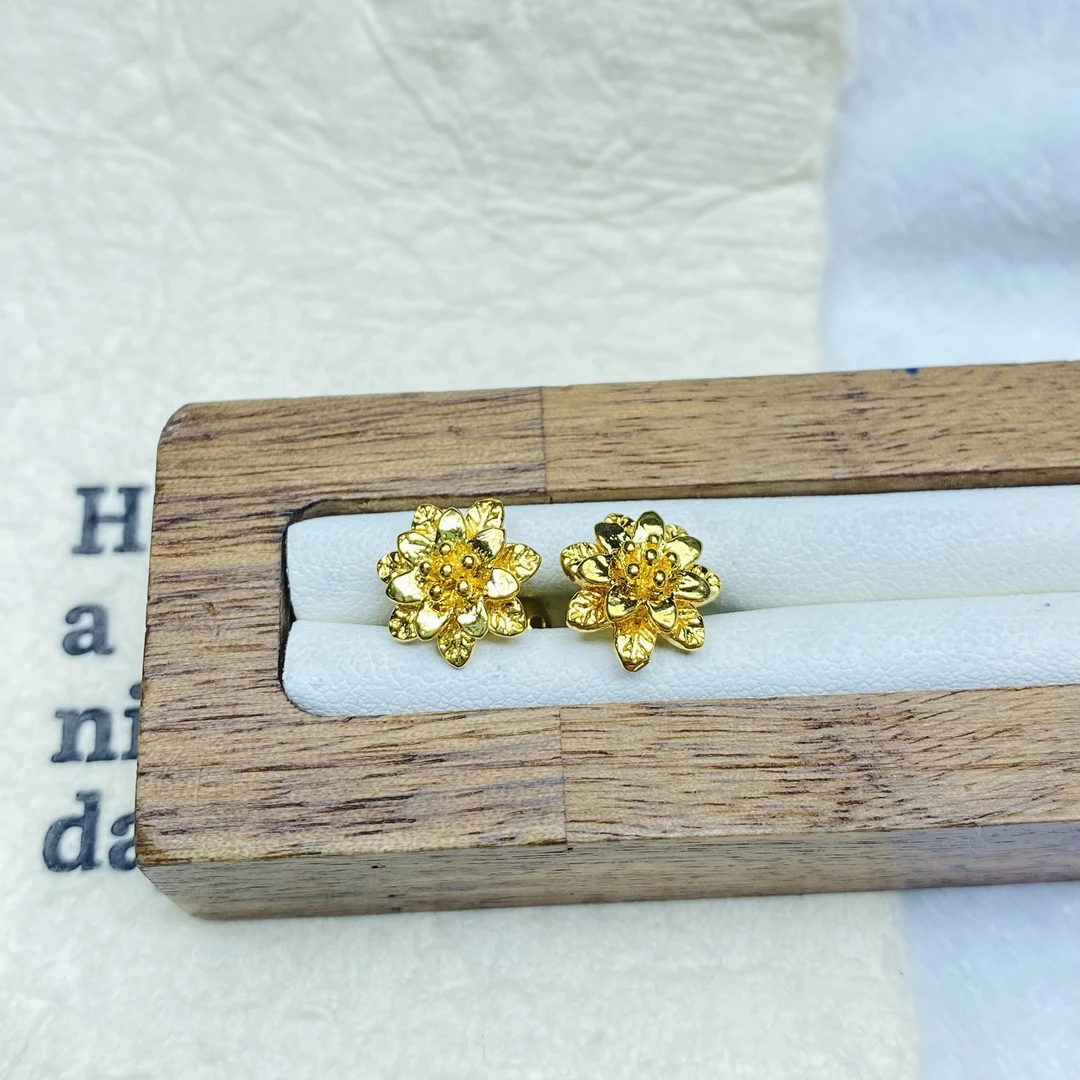 耳饰 M黄色双层花耳钉多样性发货44596