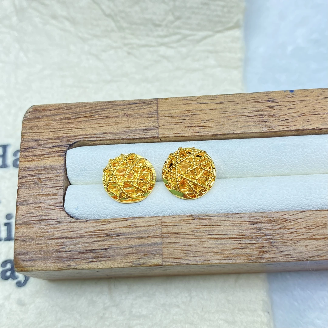 耳饰 M黄色镂空圆鸟巢耳钉多样性发货44581