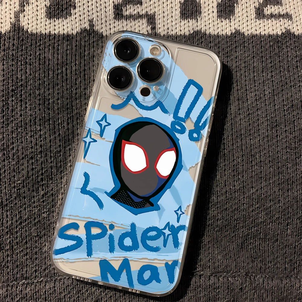 涂鸦蜘蛛侠苹果15手机壳iphone14promax简约13/12透明壳ins7/8/xr