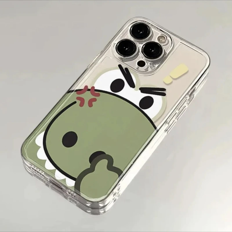 卡通生气鳄鱼适用iPhone15/14/13promax手机壳苹果12/11透明软壳8