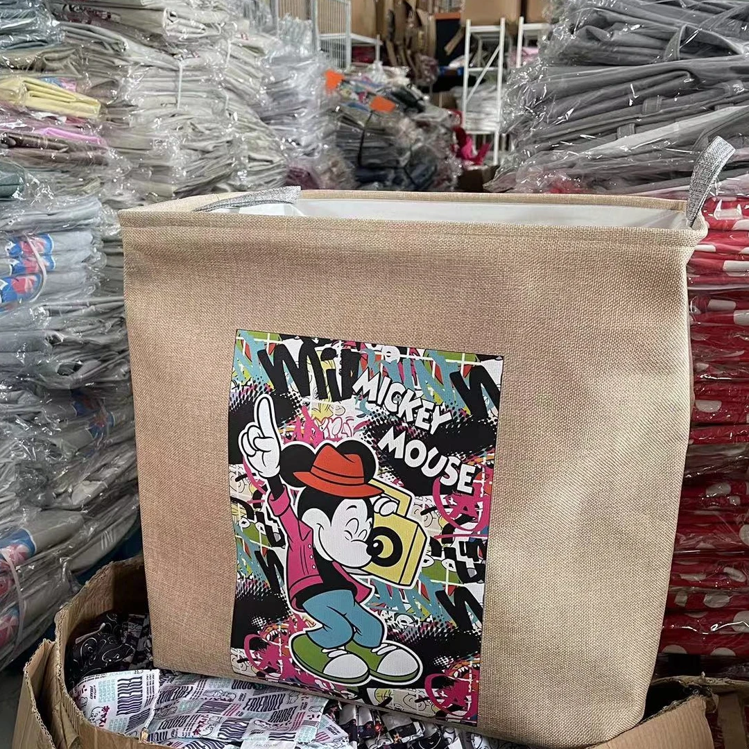 【收纳盒100升】卡其色亚麻米奇家用EVA加厚大容量收纳盒（50*40*50）