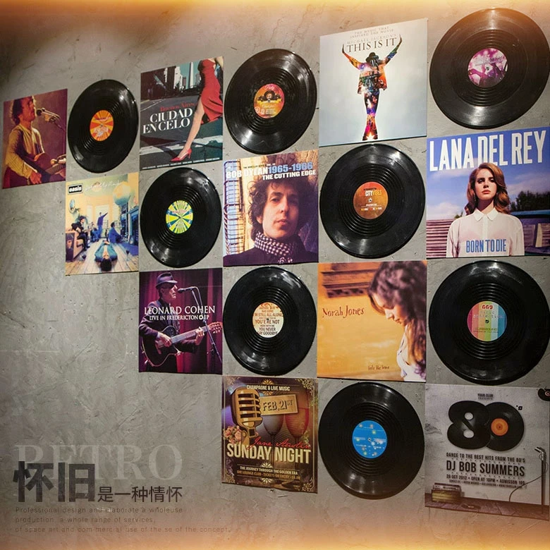 黑胶唱片装饰酒吧家居餐厅创意墙面装饰画壁挂件复古美式清吧怀旧