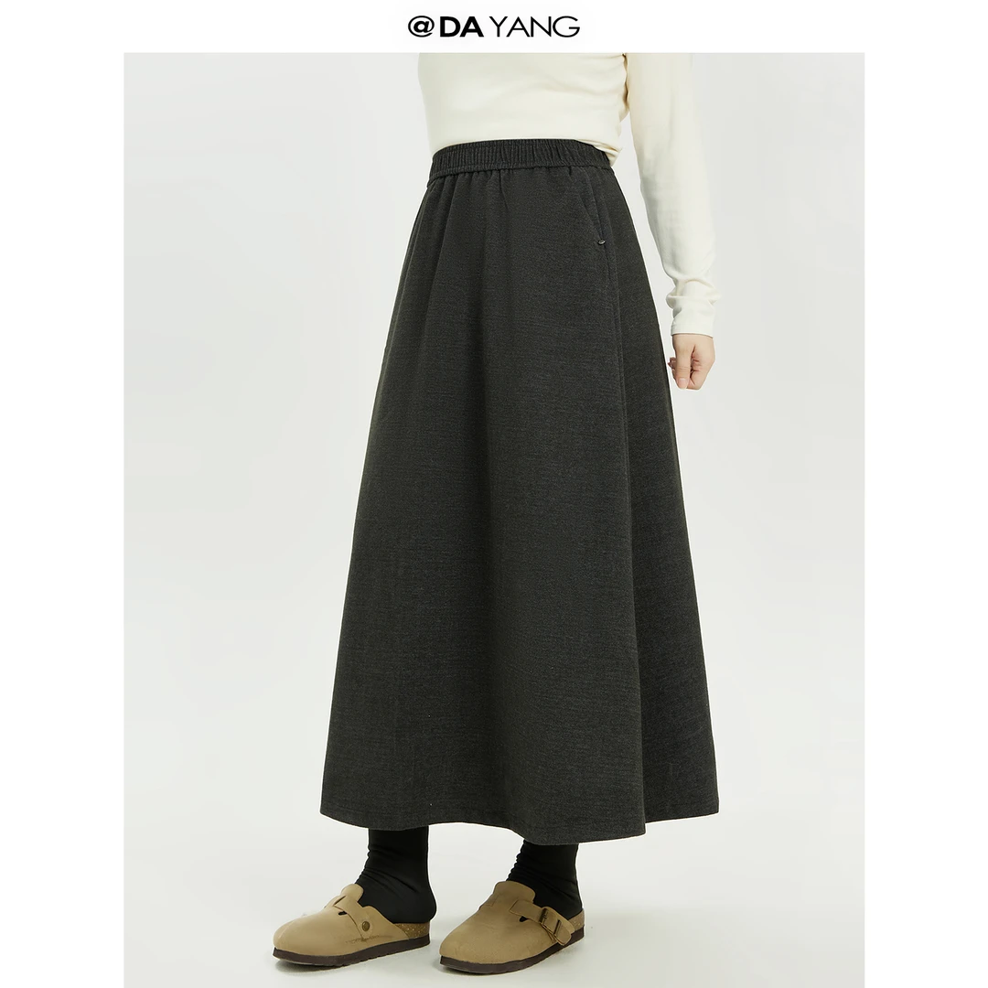 120斤的大杨 毛呢秋冬半身裙女小个子高腰显瘦a字裙子高级感8885