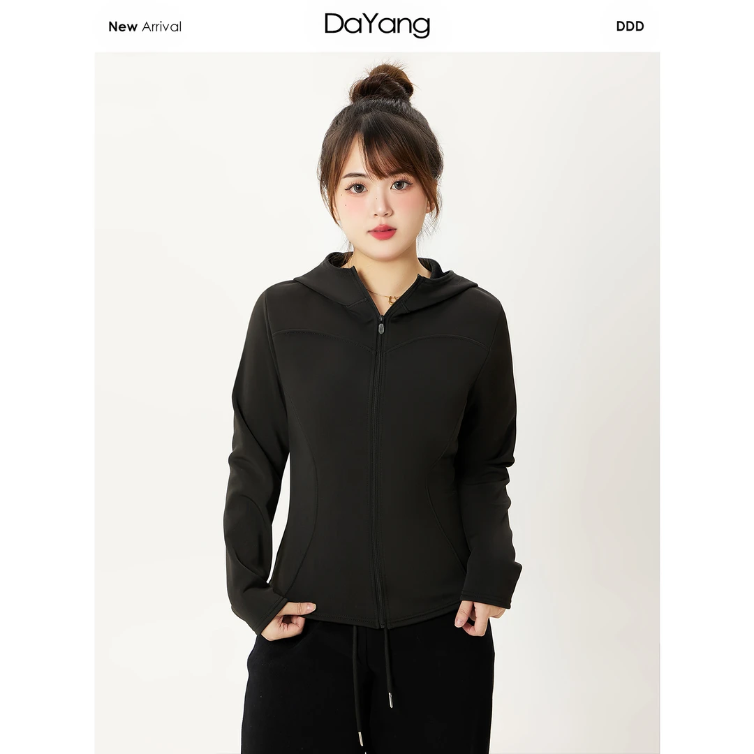 120斤的大杨 微胖mm连帽瑜伽服秋冬女小个子显瘦外套长袖上衣868