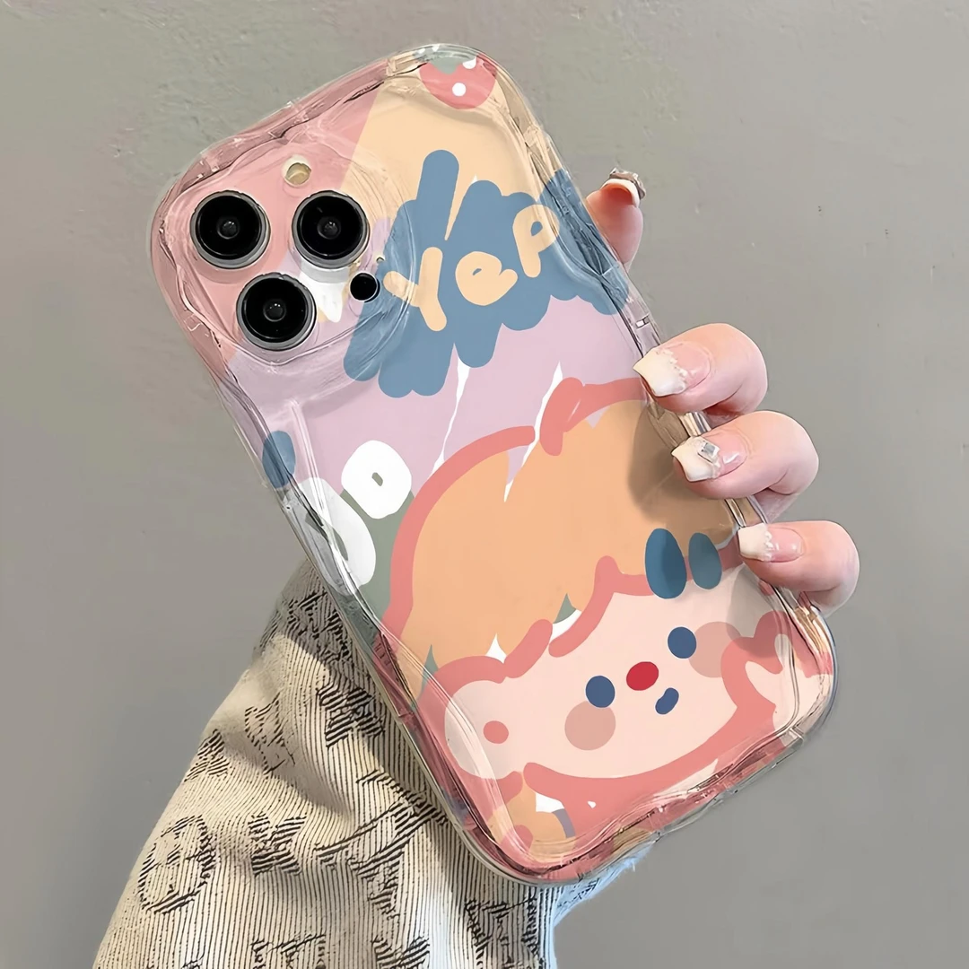 涂鸦女孩iphone15苹果P60华为vivo新款OPPO奶油纹小米红米手机壳x