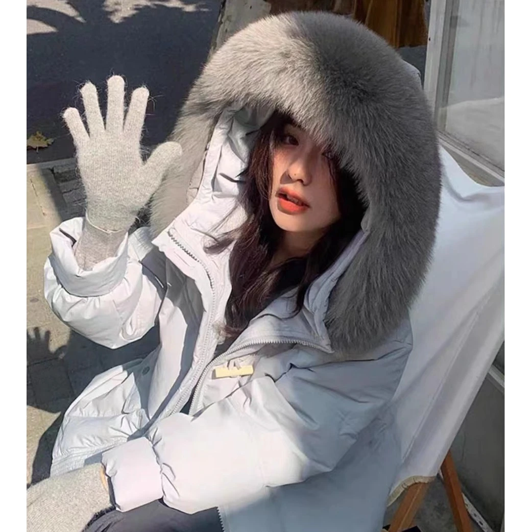 羽绒服女中长款2023年新款冬季时尚宽松小众加厚高级感白鸭绒外套