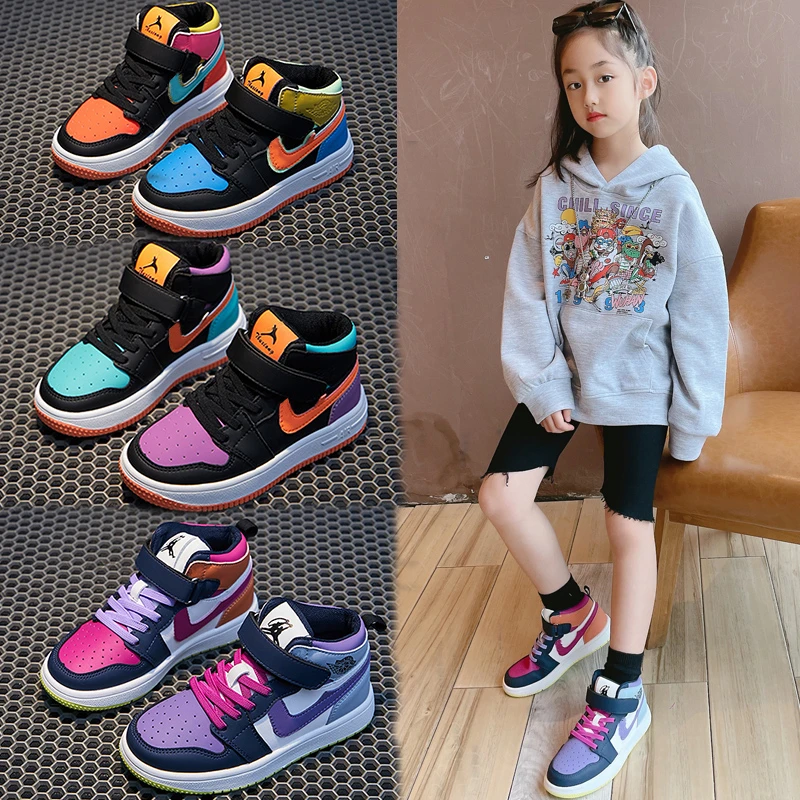 巴拉巴拉男孩女孩AJ童鞋2025秋冬新款女童鸳鸯运动鞋儿童高帮板鞋