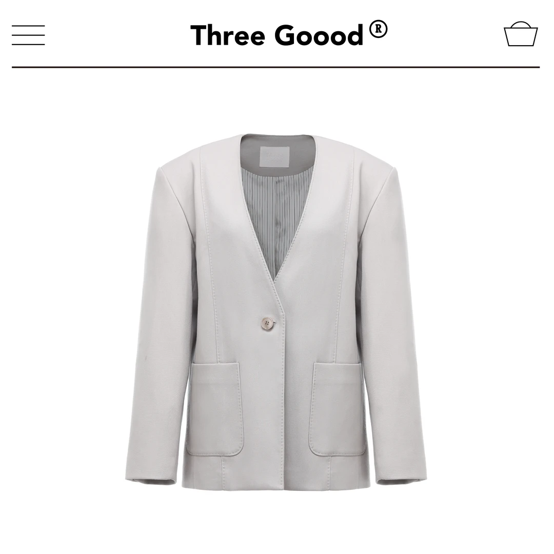 THREE GOOOD/三吉 清新漫步优雅无领西装外套 SW230592