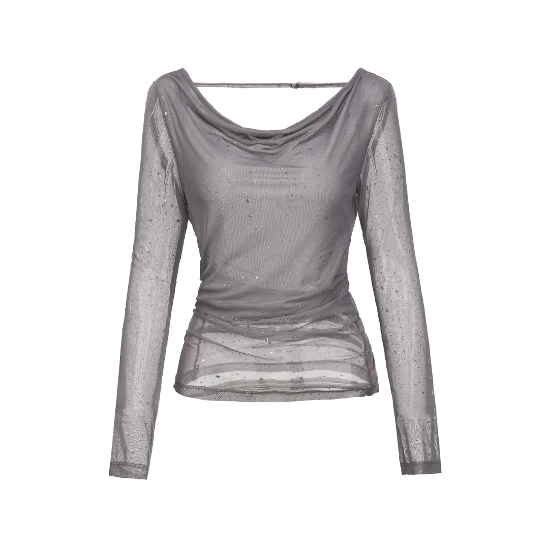 THREE GOOOD/三吉【放价了】满目星光荡领烫银上衣 ST240780