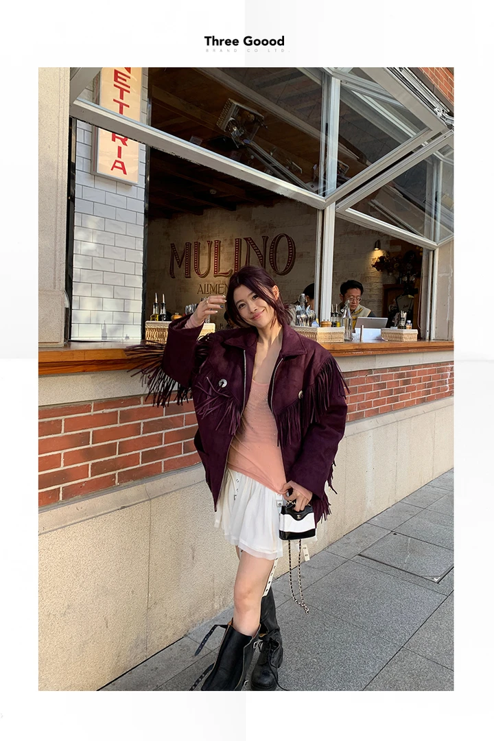 THREE GOOOD/三吉【放价了】秀珠小姐复古流苏外套SSW241072