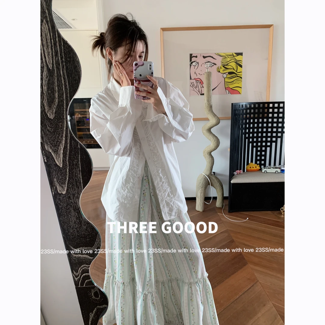 THREE GOOOD/三吉绿野仙踪田园风印花半裙 SQ230281