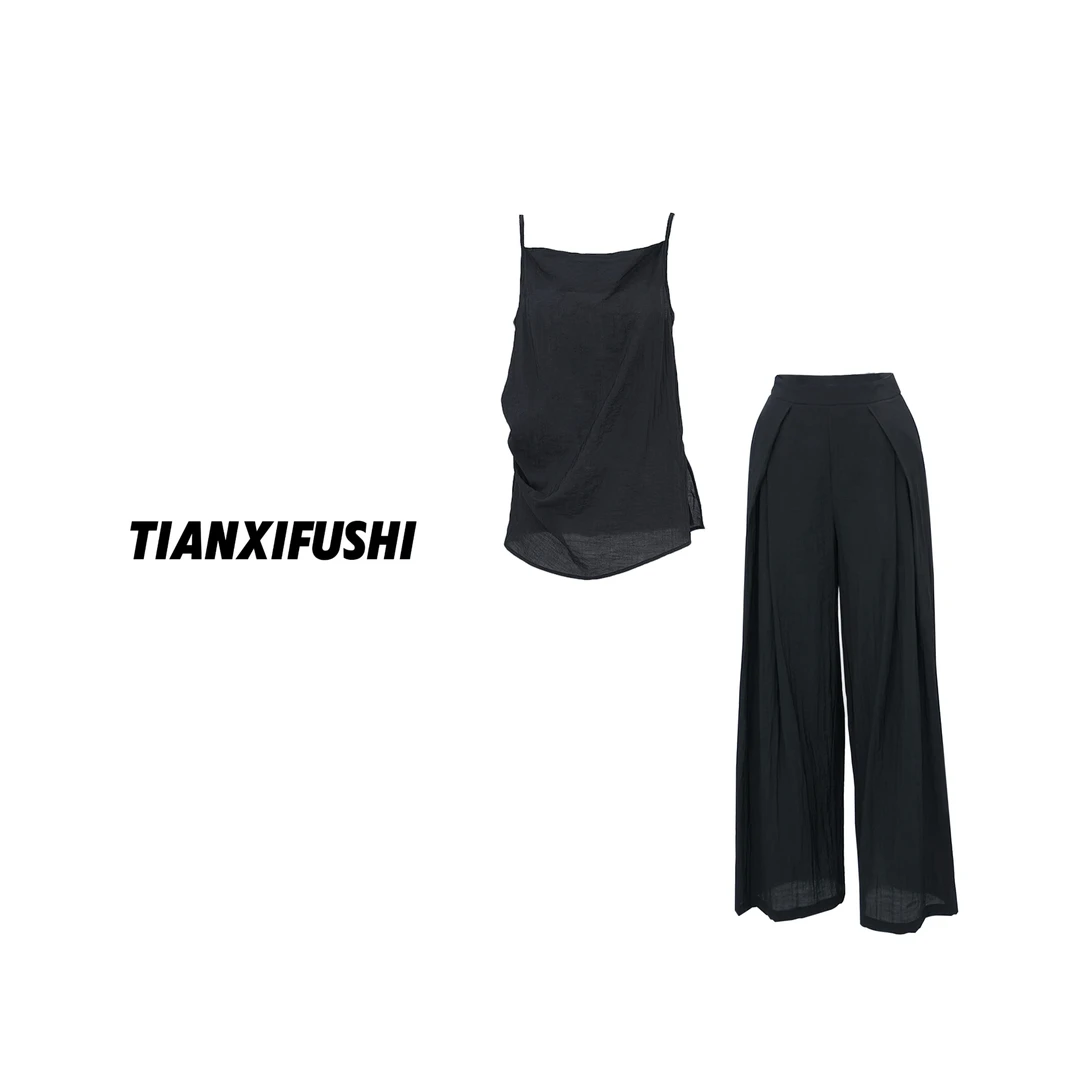 《年终放价》设计师夏季气质时尚宽松无袖休闲吊带套装 GT0001-A