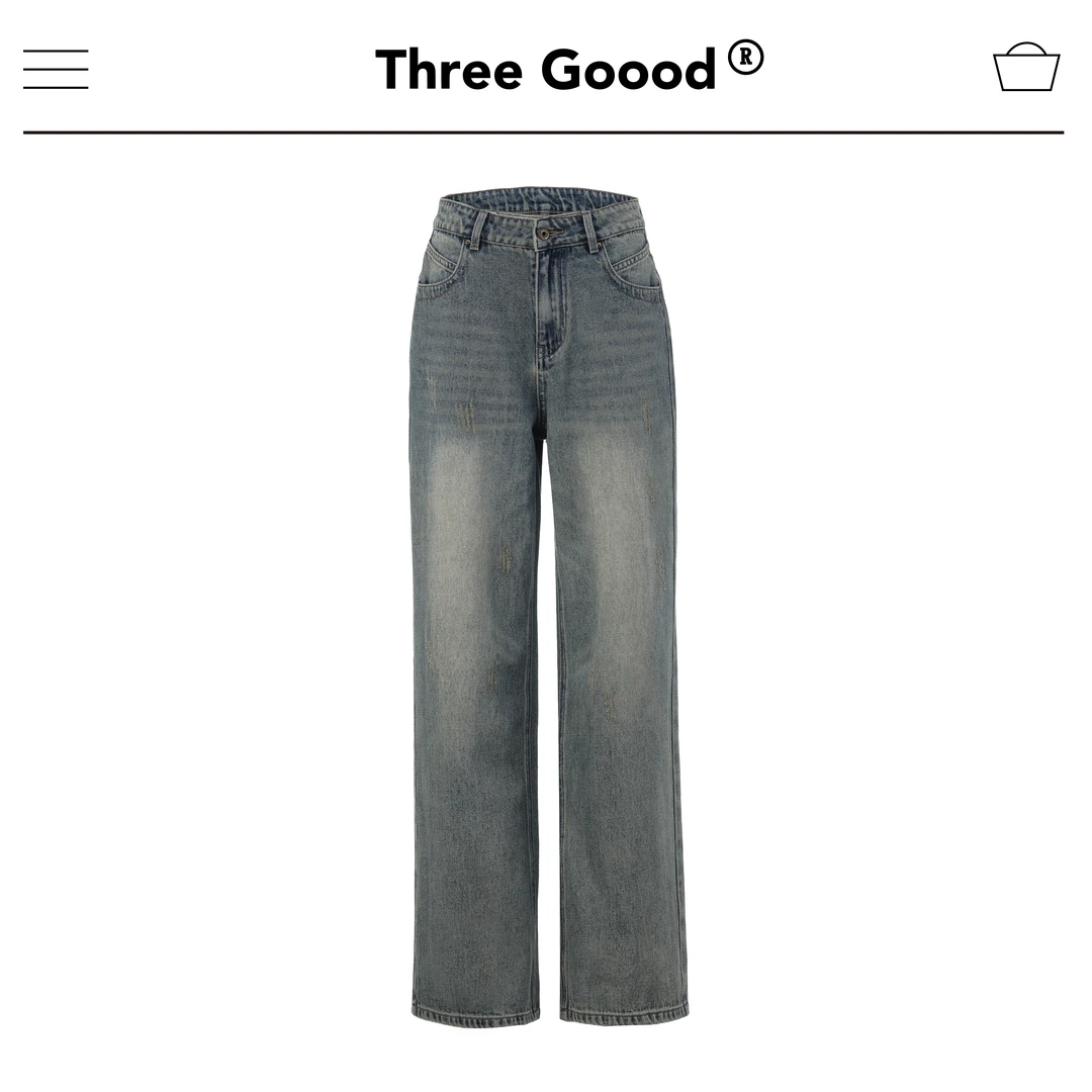 THREE GOOOD/三吉在线牛仔设计感牛仔裤 SK230398