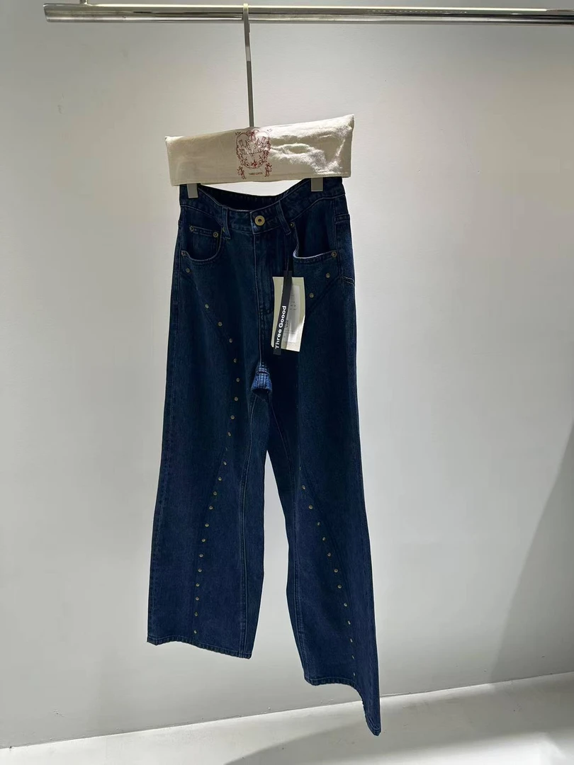 THREE GOOOD/三吉《年终放价》悉尼海岸铆钉牛仔裤DSK241005