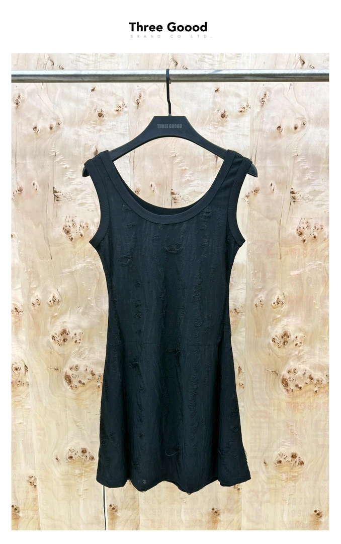 THREE GOOOD/三吉【放价了】破洞提花工字背心 DQ240087