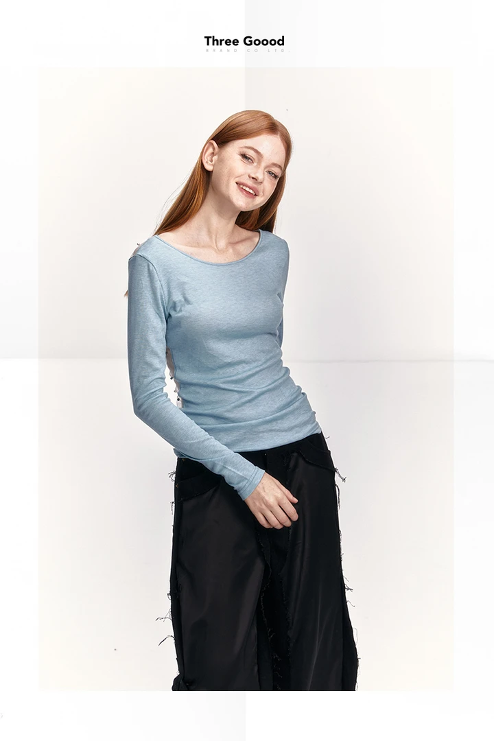 THREE GOOOD/三吉 【年末放价】网纱拼接钉珠打底 ST231037-1