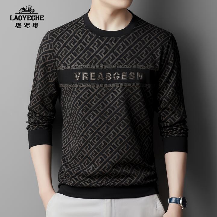 【空气层】【含棉】老爷车秋冬男士时尚圆领卫衣休闲宽松印花长袖卫衣