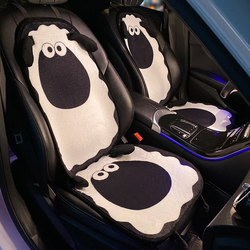 【套装】汽车坐垫冬季毛绒新款可爱绵羊车内座垫座椅加热秋冬天车垫