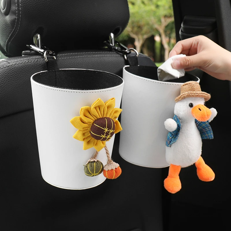 车载垃圾桶汽整洁用垃圾袋挂式杂物桶网红可爱椅背整洁雨伞收纳桶