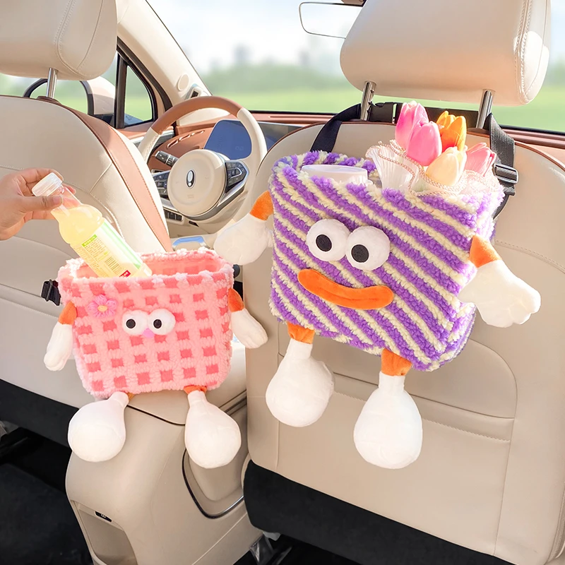 【专享】车载垃圾桶家用收纳桶居家挂式置物桶可爱多巴胺可爱小怪兽