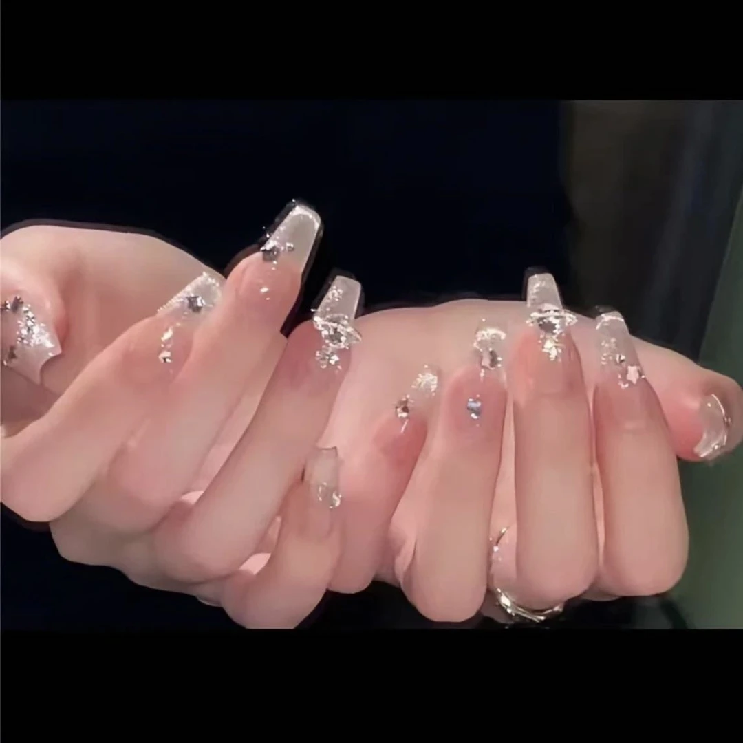 纯手工光疗一眼万年美甲贴果冻贴片指甲成品穿戴甲美白简约气质