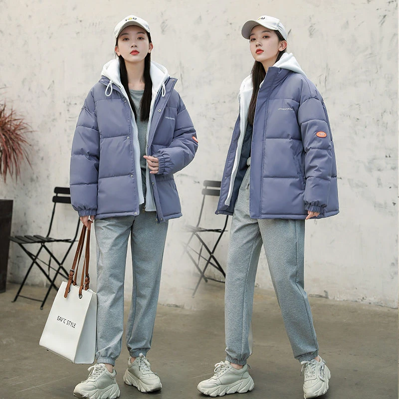 波司澄棉衣女中长款休闲百搭连帽羽绒棉服初高中大学生冬装厚外套