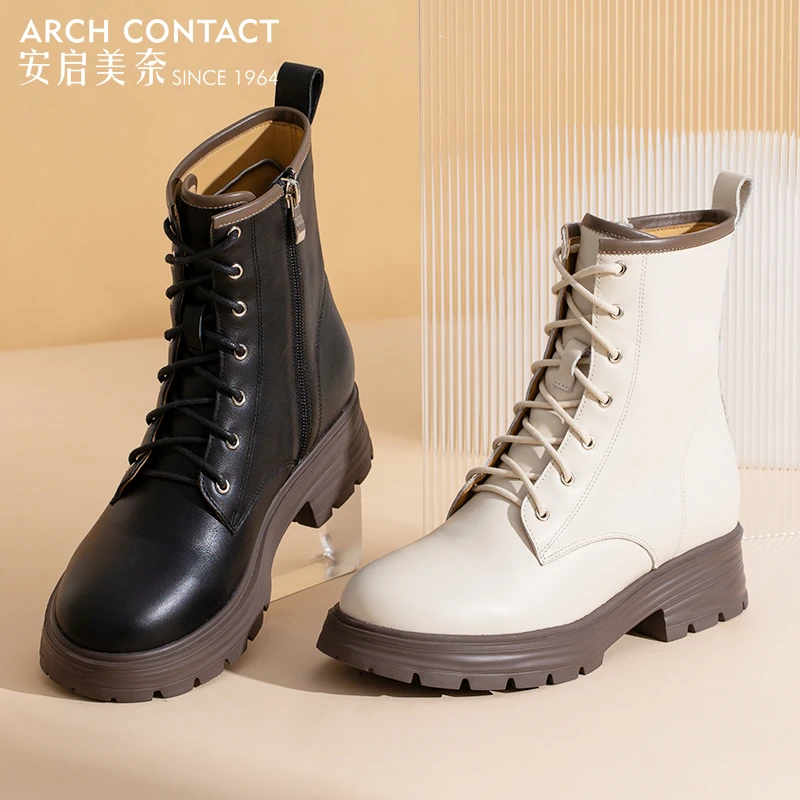 ARCHCONTACT安启美奈百搭舒适系带马丁靴52789