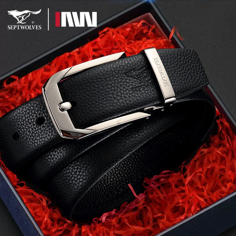 七匹狼皮带正品真牛皮新款名牌腰带2025爆款时尚针扣皮带裤带潮流