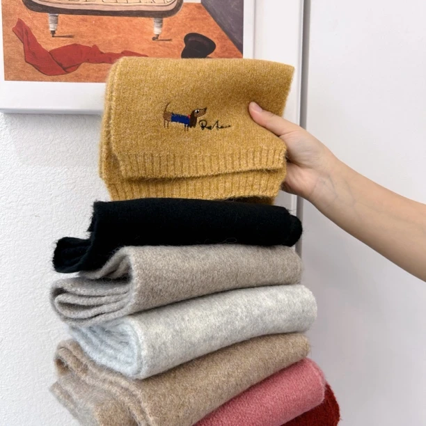 2024ins可爱细狗针织围巾帽子女秋冬季学生防寒保暖百搭毛线围脖