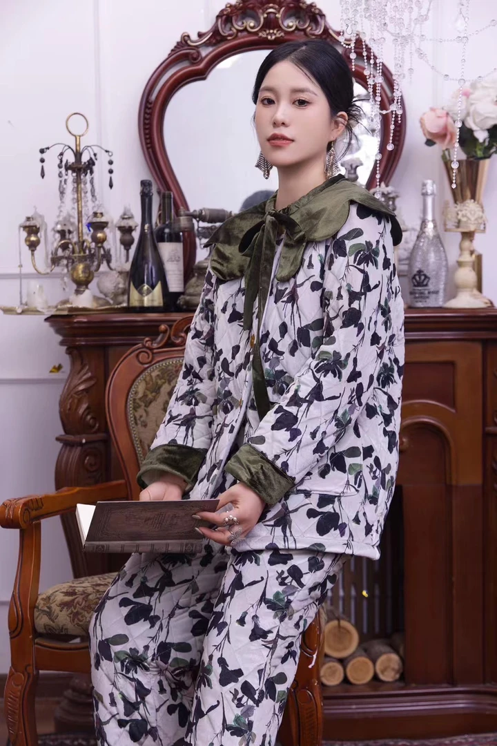 原沐又见蒲公英可外穿加绒加厚家居服 冬季保暖印花