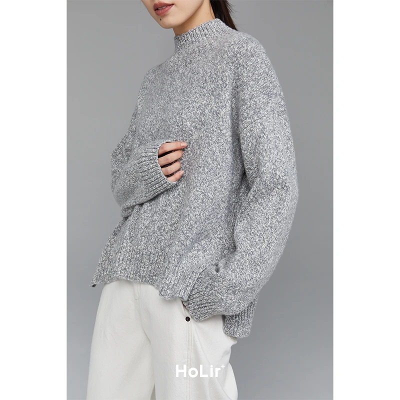 【双十二专享】苏格兰邓肯羊绒衫女士半高领加厚宽松毛衣7328