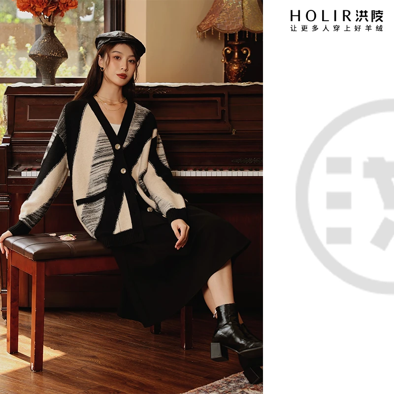 洪陵HOLIR【克罗地亚狂想曲】意式手工100山羊绒设计师款开衫女4782