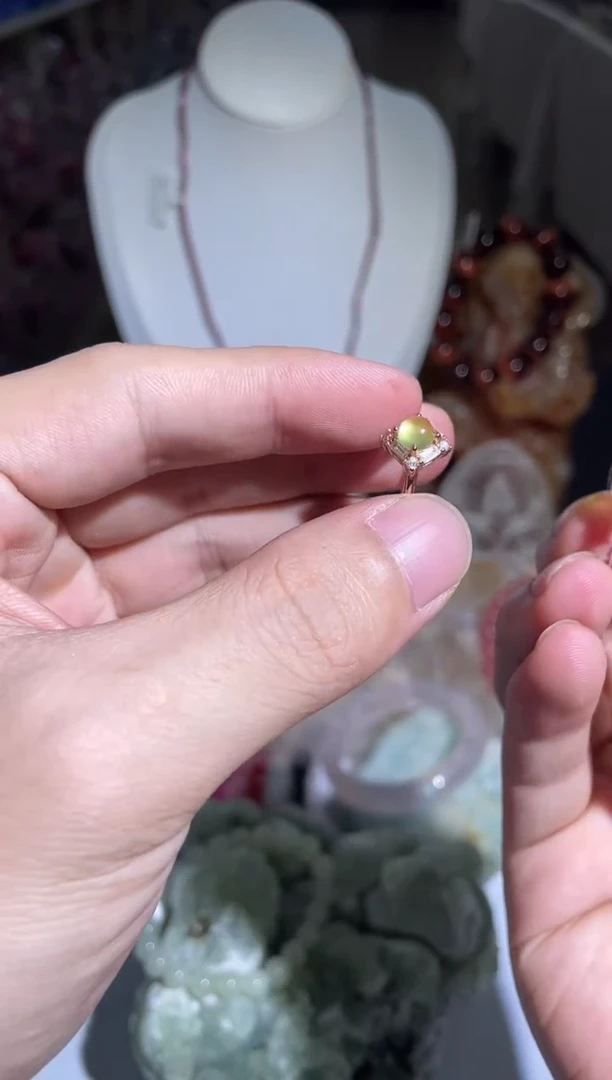 【闪购商品】葡萄石戒指银S925镀金镶嵌D30号葡萄石戒指