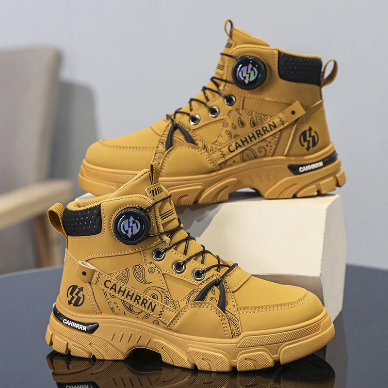 儿童马丁靴秋冬新款男童工装靴时尚中大童高帮运动休闲鞋学生潮鞋