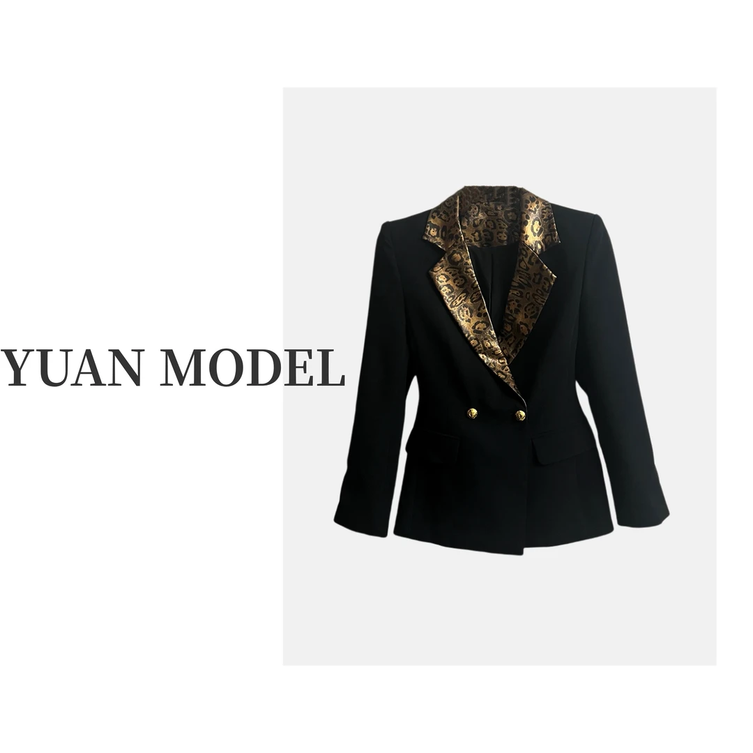 【YUAN MODEL】媛老板-门襟提花高端欧货两粒扣西装外套 B921096